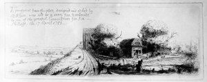 Landscape with country lane and cottages, etched by Benjamin Wilson by Rembrandt van Rijn